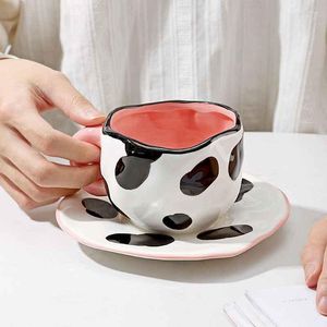 Чашки блюдцы Персонализированная ручная рисунка для молока коров