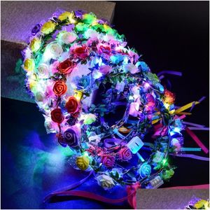 Dekorative Blumenkränze Led Blumenkranz Für Hochzeitskleid Haargirlande Braut Romantische Brautjungfer Blumenkrone Hawaii Meer Dhncr