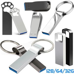 USB 2.0 Flash Drive Metal mini Pendrive 16GB 32GB 64GB 128GB USB Stick cle usb Pen Drive Key Ring USB Flash