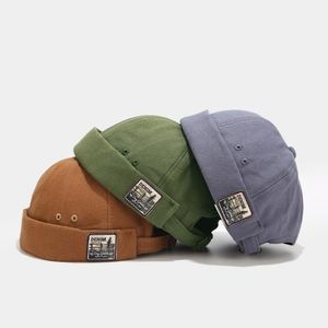 Beanies Beanie/Kafatası Kapakları Vintage Docker Cap Sınırsız Şapka Nefes Alabaş Beanie Hats Pamuk Retro Ayarlanabilir Edebiyat Ev Sahibi Denizci Kadın Kalça