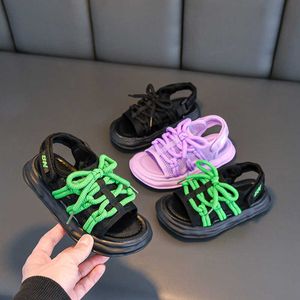 Летняя новая пляжная пляжная ботинки для девочек, корейская модная сандалия детские сандалии 0202