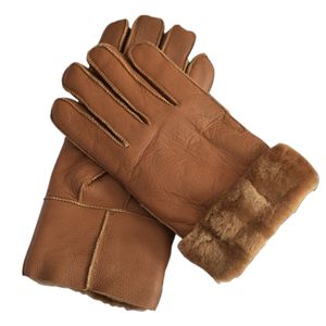 Mittens Winter Gloves Mens Leather Mitten Sheepskin Fur With Wool Lining 230201