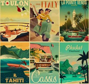 Vintage Tahiti Metal Teneke İşaret Toulon Lizbon Tayland İtalya Retro Demir Poster Seyahat Şehirleri Peyzaj Metal Boyama Duvar Dekor 20cmx30cm Woo
