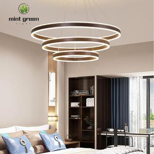 Потолочные светильники светодиодные педантные легкие круги кольца подвесные лампы для гостиной столовая кухонная спальня подвесная лампа металл дом