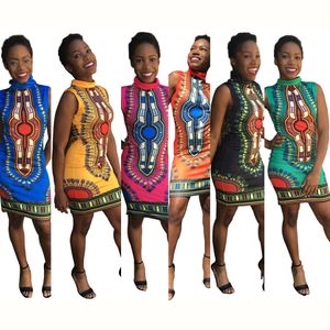 Geleneksel Afrika Çiçek Baskılı Elbiseler Kadın Yaz Bayan Casual Kalem Elbise Kadın Seksi Kısa Kollu Parti Elbise