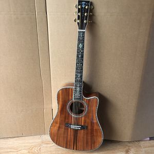 Custom guitar, all KOA, ebony fingerboard, real abalone shell binding, 41-inch cutaway high-quality Dreadnought series acoustic guitar