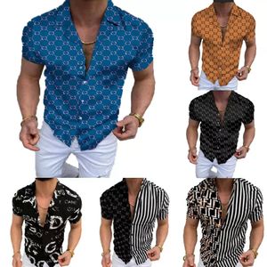 Tasarımcı Erkek Casual Gömlek 3XL Moda Kısa Kollu Yaz Hawaii Gömlek Slim Fit Erkek Giyim Chemise Hırka Bluz Gömlek yazdır