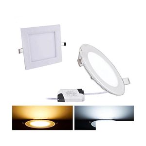 LED panel ışıkları Dimmable Downlight 6W 12W 18W Yuvarlak Cam Tavan Gömülü SMD 5730 Sıcak Beyaz Işık AC85265V Bırak Teslimat Li DH4FV