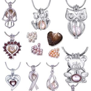 Подвесные ожерелья 1 Set Sier Tone Персонализированное желание Жемчужно -ожерелье клетки лягушка/лента/насекомое Лучшие подарки для женщин девочки ожога Dhucd