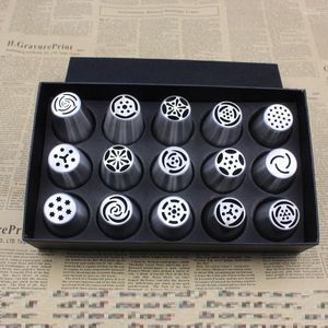 Pişirme Aletleri 15pcs/Lot Rus Lale Nozulları Paslanmaz Çelik Buzlanma Boru Pastaları Cupcakes Gül Böcakbaşı Diy Kek Dekorasyon İpuçları