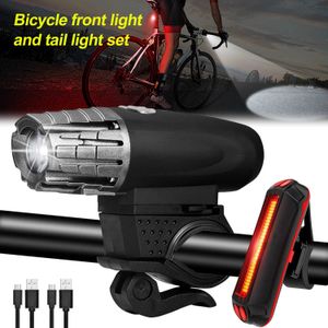 Işıklar Su Geçirmez Ön Bisiklet Işık USB Şarj Bisiklet Lambası 4 Modlar Bisiklet Far LED Vurgu Uyarısı Altaşığı Kiti 0202