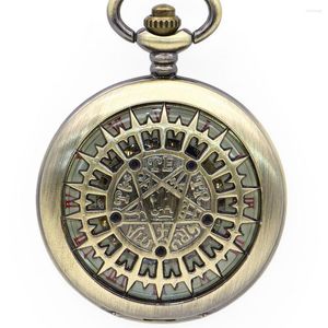 Pocket Saatler Klasik Beş Noktalı Yıldız Bollalı Bronz Camshell Vintage Tam Otomatik Mekaincal Watch Adam Kadınlar Yaratıcı PJX1353