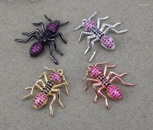 Anhänger Halsketten 10 stücke Metall Kupfer Zirkonia Insekten Ameise Perlen Gepflastert Mix Farbe CZ Für Schmuck Machen