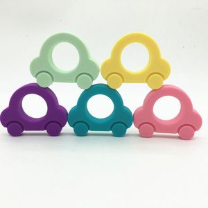 Kolye kolyeleri! 10pcs/lot karışım renkleri silikon mini araba diy teether oyuncak diş çıkarma kolye bebek çiğneme bpa ücretsiz gıda notu