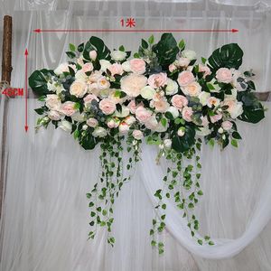Dekoratif çiçekler 100 cm simülasyon çiçek sırası bitki diy düğün kemeri dekorasyon platformu arka plan duvar pencere ekran yol yakası