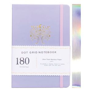 Notepads Purple Butterfly Bullet Dotted Notebook Dot Grid Journal 180gsm Paper Vegan Fabric Hardcover 230203