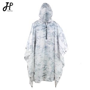 Rain Wear Outdoor Hooded Breathable Rainwear Camo Poncho Army Tactical Raincoat Camping Hiking Hunting Birdwatching Suit Travel Rain Gears 230203