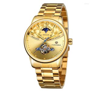 Relógios de pulso Fabricante da China Forsining Factory Luxury Watch Mechanical Automatic Moon Fase Water Homem Men Tourbillon Wristwatch