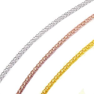 Zincirler gül altın (AU750) zincir kolye Kadınlar nişan üç renkli ince chopin kolye 16 inç veya 18