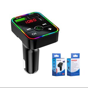 F2 Bluetooth Araba Kiti FM Verici Modülatör Renkli LED Arka Işık RGB Kablosuz Radyo Adaptörü Handfree Telefon için HandsFree TF MP3 çalar Tip C bağlantı noktası