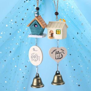 Figurine decorative Bird House Wind Chime Resin Copper Retro Bell Artigianato Giardino Outdoor Hanging Decor DIY Cartoon Kid Home Decoration