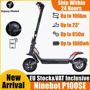 Stock UE Original Ninebot By Segway P100S Smart Electric Kick Scooter P100SU 1086Wh Batteria grande 100KM Portata 10.5 Pneumatici NFC KickScooter IVA inclusa