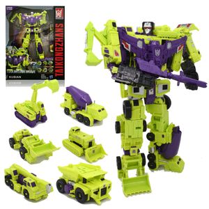 Novelty Games HZX 6In1 Devastator Haizhixing Transformation Toys Anime Action Figure KO G1 Robot Aircraft Engineering Vehicle Model NO Box 230206