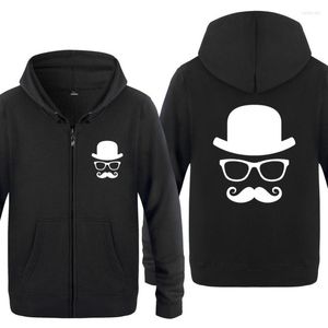 Erkek Hoodies Şapka Gözlük Bıyık Yaratıcı Erkekler 2023 Polar Fermuar hırkaları kapüşonlu sweatshirt