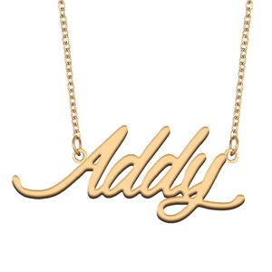 Addy nome colar personalizado para mulheres carta fonte tag aço inoxidável ouro e prata personalizado placa de identificação colar jóias