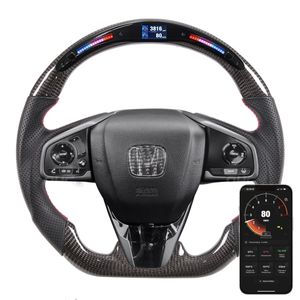 Аксессуары для рулевого управления автомобилями для Honda Civ -IC FC Si Type - R FK7 FK8 Race Display 100% Углеродное волокно светодиодное рулевое колесо