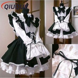 Costume Accessories Women Maid Outfit Anime Long Dress Black and White Apron Dress LOLita Dresses Men Cafe Costume Cosplay Costume Mucama 230207
