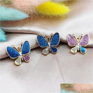 Takılar 12pcs Charm Rhinestone Glitter Emaye Kelebek Metal Küpe Kolyeler Dangly Fit DIY Küpe Bilezik Mücevher Aksesuar Dro Dhqfq