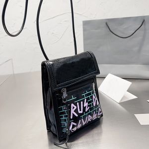 Граффити -камера дизайнер дизайнер кросс -кубол мини -сумка с восковой кожаной кожаной пакет для талии клапан женски