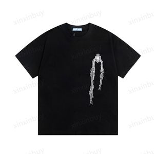xinxinbuy erkekler tasarımcı tee tişört 23ss kolye baskı etiket mektupları kısa kollu pamuklu kadınlar beyaz siyah xs-2xl
