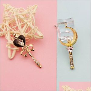 Charms 10pcs Rhinestone İnci Kalp Bow Moon Magic Wand Alaşım Gezginler Takı Diy Kolye Bilezik Küpe Kilit Köken Drop DHSQ7