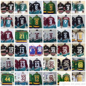 1993-1999 Filme Retro CCM Hockey Jersey Bordado 8 Teemu 9 Paul Selanne Kariya 13 Teemu Selanne 21 Dean Portman 33 Greg Goldberg 35 Jean Sebastien 44 Fulton Reed