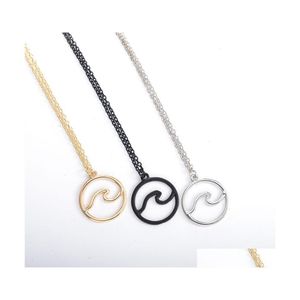 Подвесные ожерелья волны ожерелья для женщин Оптовые морские ювелирные украшения подарок океанский цвет Sier Simple Drop Delive Pendants Dhgmo