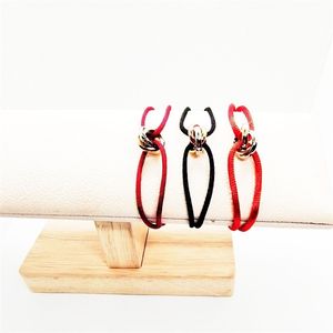 Modische Armbänder für Damen, Liebesarmband, Designer-Luxusschmuck, vergoldet, 3 Ringe, rot, blau, schwarz, Schnur, Freundschaft, Mode, einfaches, berühmtes Handschlaufe-Charm-Armband