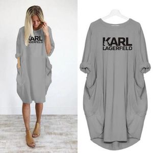 Freizeitkleider Damen Lose Kleider Karl Letter Print Plus Size Kleidungskleid