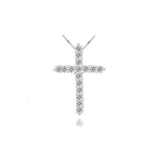 Anhänger Halsketten 925 Silber Kreuz Halskette Sterling mit Luxus Österreich Kristall 3 Schicht platiniert Drop Lieferung Schmuck Anhänger Dh3Qw