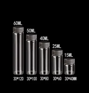 Оптовая 15 мл 25 мл 40 мл 50 мл 60 мл стеклянные бутылки пластиковая крышка черная винт Прозрачные стеклянные флаконы Пластиковые банки для свадебных бутылок Artware 50 шт.