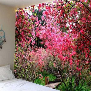 Гобелена высококачественные полиэфирные персиковые цветы настенные гобелена висячие покрывало