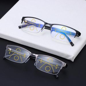 Солнцезащитные очки классические наполовину рамки Прогрессивные многофокальные очки для чтения мужчины Женские мод