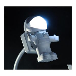 Gece Işıkları Beyaz Esnek Spaceman Astronot USB Tüp LED Işık Lambası Bilgisayar Dizüstü Bilgisayar Defteri Okuma Taşınabilir DC 5V Drop D DH4ZI