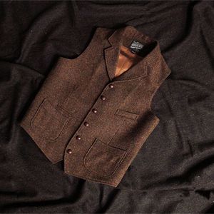Erkek yelek yelek yelek steampunk ceket kahverengi erkekler için resmi buhar punk yün tüvit takım elbise erkek giyim 230209