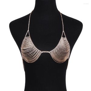 Zincirler 2023 RHINESTONE Strap Kolye Zinciri Yaz Takı Vücut Kristal Sütyen Göğüs Bralette Harness Bikini Üst Kapak Seksi