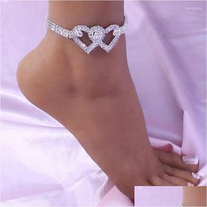 Чары модного атмосфера Сердечный кубинский браслет для женщин для женщин, сердца, замороженные ноги, цепные украшения для ног.