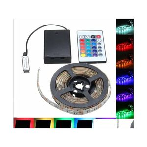 LED şeritler pille çalışan şerit 3528 SMD 50cm 1m 2m Sıcak Işık / Beyaz RGB Su geçirmez Esnek Dize Damla Dağıtım Işıkları Aydınlatma DH8GG