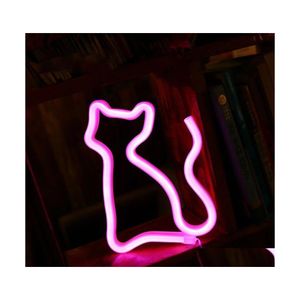 Gece Işıkları Brelong LED Neon Mektup Modelleme Kedi Noel Bar Odası Dekorasyonu Açık Beyaz / Pembe 1 PC Damla Dağıtım Aydınlatma Kapalı DHE6T