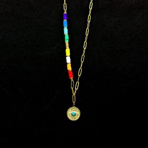 Подвесные ожерелья модные украшения из нержавеющей стали золотистого золотого ожерелья для женщин мягкая керамика цепная сеть набор каменного хокера.